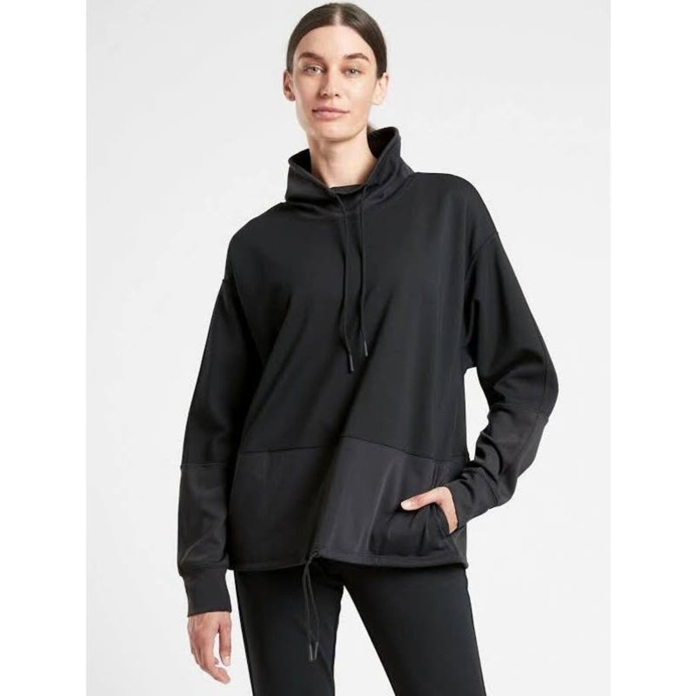 Athleta Hermosa Mock Neck Pullover Sweatshirt Black Women’s Size XL